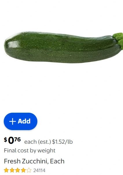 Fresh Zucchini, Each