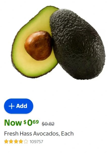 Fresh Hass Avocados, Each