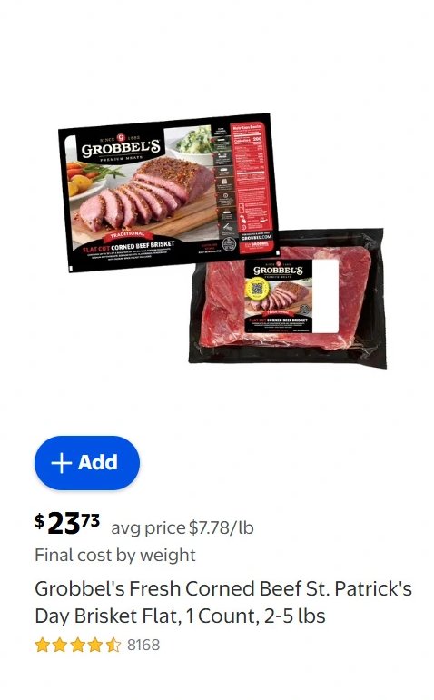 Grobbel's Fresh Corned Beef St. Patrick's Day Brisket Flat