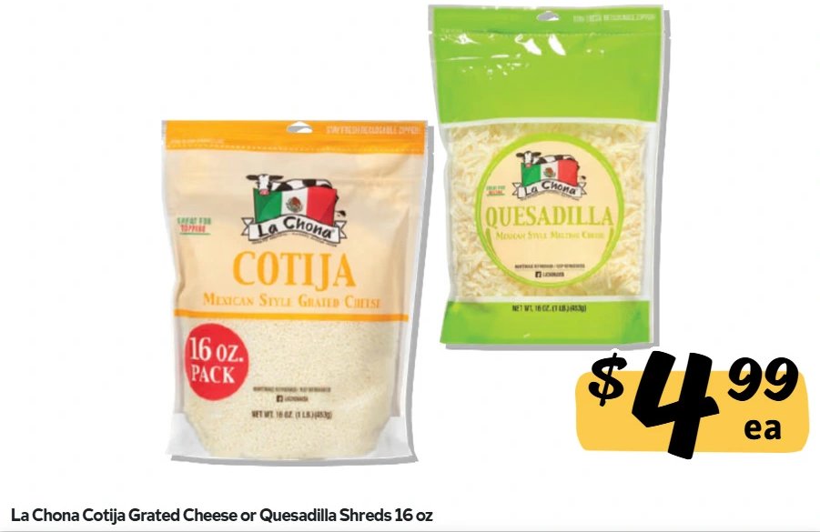 La Chona Cotija Grated Cheese or Quesadilla Shreds