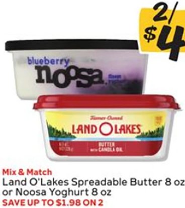 Land O'Lakes Spreadable Butter or Noosa Yoghurt