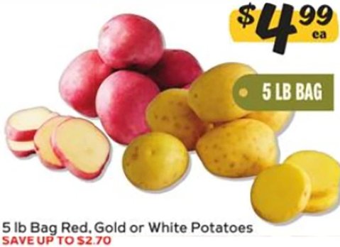 Red, Gold or White Potatoes