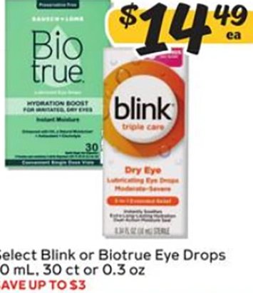 Select Blink or Biotrue Eye Drops