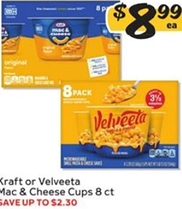 Kraft or Velveeta Mac & Cheese Cups