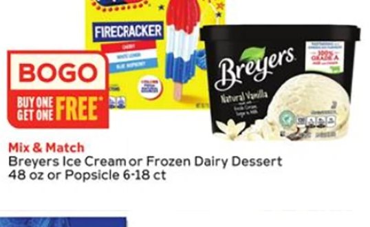 Breyers Ice Cream or Frozen Dairy Dessert
