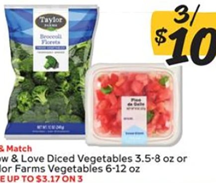 Know & Love Diced Vegetables 3.5-8 oz or Taylor Farms Vegetables 6-12 oz